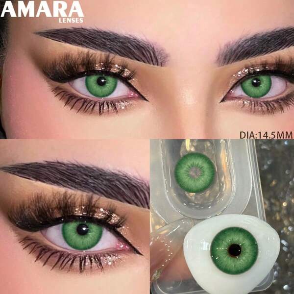AMARA 1pair HOLLAND Series Soft Contact Lenses Green Contact Lenses, Eye Makeup 14.5mm Gray Brown Eye Makeup One-Year Use