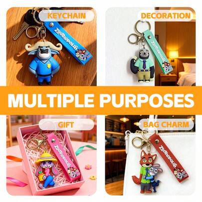  Disney Zootopia Animal Themed Keychains, Cute Cartoon Keychains, Suitable For Car Keys, Bag Charms And Similar Items