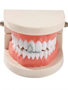 1件空心水滴拱形氧化锆闪亮时尚嘻哈牙饰，派对/夜店配饰，情侣礼物