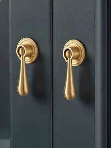 5pcs Rectangular Pendant Single Hole Drawer Pulls, Suitable For Wardrobe, Cabinet, Drawer, Vanity, Cabinet Door, Furniture, Kitchen Cabinet, Children's Cabinet, Copper Material, Screws Included - Gold - View 6