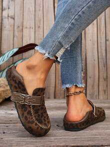 女士豹纹休闲/学生款一脚蹬乐福鞋 - 豹紋 - 查看 6