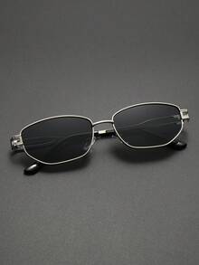 1 chiếc kính thời trang nam phong cách retro, đa năng, phù hợp cho đeo hàng ngày, dự tiệc, phong cách đường phố, phụ kiện mùa hè, thường ngày, công sở, hẹn hò, hoạt động ngoài trời, phong cách Y2K. - Khung bạc toàn màu xám - Xem 2