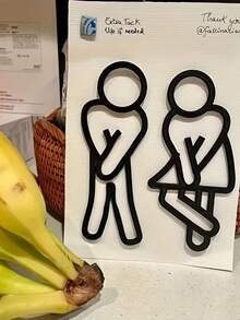 1 Pair Of (2pcs) Fun Bathroom Signs-Signals For Men's And Women's Toilets-Door Decorations For Men's And Women's Toilets - Multicolor - View 3