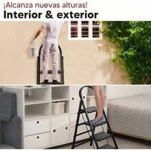 Ladders  &  Escaleras Plegables para CasaEscalera 4 Peldaños Capacidad de Carga de 300 Libras Escalera de Tijera con Pasamanos con Pedal Antideslizante Taburete Portátil Ligero Plegable para el Hogar Cocina