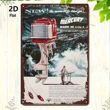 2D Flat, 1 Piece Vintage MERCURY Marine Engine Metal Tin Sign - Vintage Wall Art Decoration 20x 30cm / 8x12inch , Durable Iron Metal Sign Suitable For Garage, Bar, Cafe, Garden, Office - Unique Men's Holiday Gift, 2D Flat - 混合 - 查看 6