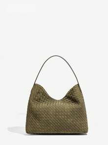 高端大容量女士编织水桶包，可腋下单肩斜挎，柔软复古手提包，涤纶内衬 - 彩色 - 查看 6