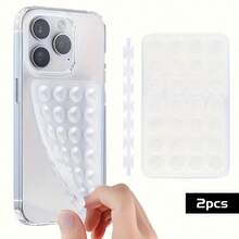 2个装透明硅胶双吸盘车载手机支架 - 免提自拍/视频支架，兼容/安卓手机，防滑仪表盘垫 - 新年车载小工具，冬季公路旅行必备，旅行配件，节日科技礼品，通用车载收纳袋 - 彩色 - 查看 13