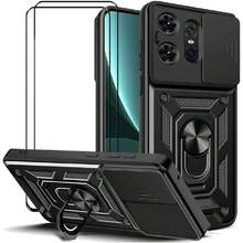 Case For Moto Edge 50 Pro | Screen Protector Included, With Sliding Camera Protection Window And Mobile Phone Stand - Black, 38213053 - Navy Blue - View 1