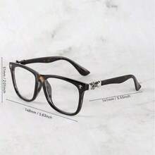 1pc Vintage Square Frame Glasses Men And Women, Non-Prescription Eyewear, PC Lens And Frame, Blue Light, Photo Props, And Fashion Accessories, Birthday, Fashion Accessories - màu đen - Xem 8