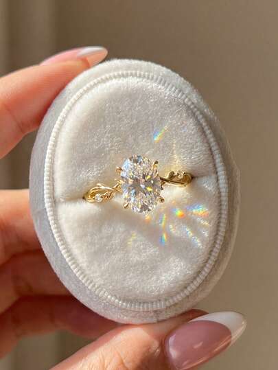 1pc Romantic Tree Branch Shaped Oval Ring, Gold Plated Design With Oval Gemstone Accent, Intricate Vine Inlay, Vintage Boho Style, Suitable For Dates And Special Occasions