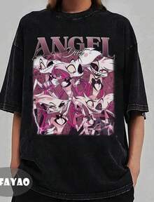 Angel Dust Shirt, Hazbin Graphic T-Shirt, Movie Lover Tee - 黑色 - 查看 1