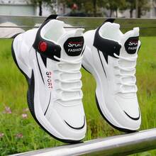 Men's Leather Basketball Shoes, High-Top Sports Shoes, 2025 Autumn/Winter New Arrival, Suitable For Teenagers, Outdoor Sports, Shock-Absorbing - Black - View 8