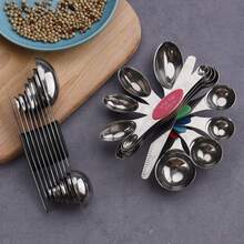8/9/17pcs Set, Measuring Cup And Spoon Set, Stainless Steel Measuring Cups And Magnetic Measuring Spoons Set, Double-Sided Magnetic Measuring Spoons Set, Graduated Measuring Cup And Spoon Gap Set, 8pcs Stainless Steel Measuring Cups, 9pcs Magnetic Measuring Spoons, For Dry Powder And Liquid Ingredient Measuring Tools, Kitchen Small Tools, Kitchenware, Kitchen Accessories, Household Kitchen Items - Multicolor - View 7