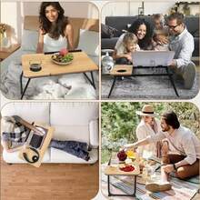 Adjustable Portable Laptop Desk, Foldable Laptop Table, With Cup Holder And Anti-Slip Strips, Suitable For Dining, Writing, Sofa, Bed, Outdoor Picnic, Space-Saving Tray Table For Home, Office, Travel, Outdoor, Bedside Work - Fits Laptops And Tablets - Multicolor - View 4