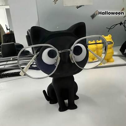 1 pieza Soporte para gafas de gato impreso en 3D - Organizador de escritorio de plástico lindo con soporte para gafas, decoración del hogar y regalo festivo, adecuado para Halloween, Pascua, Día de San Valentín, útiles de oficina, almacenamiento en el hogar