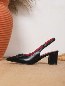 Spring New Fashion Women's Pointed Toe Wedding High Heels, Thick Heel With Rhinestone Buckle Strap Casual Comfortable Shoes