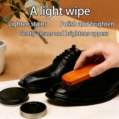 7-Piece Shoe Care Kit | Colorless/Black Leather Cleaner, Conditioner And Polish Set, Includes High-Quality Soft Horsehair Brush, Wooden Applicator, Shoe Horn And Cloth - Professional Leather And Polishing Care Products.,Shoe,Spring Summer Picks,Brides Maid Gifts,Room,Bedroom Decor,Beach,Travel,For Men,For Women,Vacation,Women's Day,Travel Essentials,Wedding Favours,Y2k,Bedroom,Car Accessories Women,Kitchen Decor,Wedding,Y2k,Party