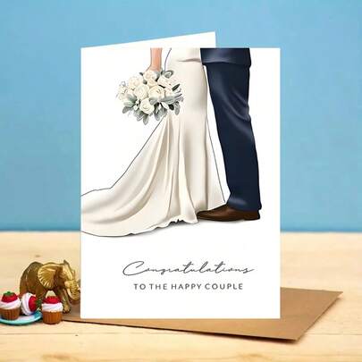 2pcs Couple Fantasy Wedding Greeting Cards With Envelopes, Suitable For Bride, Groom, Guests, Event Decor, Specially Designed For Happy Couples, Ideal Wedding Gift For Anyone