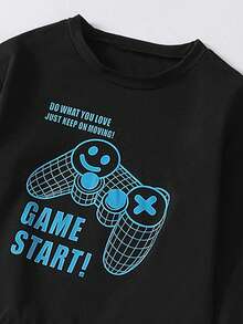 2pcs/Set Older Boys' Casual Gaming Controller Print Long Sleeve Sweatshirt And Pants Suit, Street Fashion Warm Outfit For Spring, Autumn & Winter - Blue - View 7