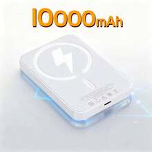 GAWFOLK 白色 10000mAh 磁吸无线充电宝，便携式充电器，兼容 16/15 Pro Max/14 Pro/13/12 等安卓手机，便携式手机充电器，旅行必备，22.5W 快充，磁吸式电池组充电站。这款便携式充电器配备 Type-C 接口，是户外旅行和应急备用电源的理想迷你充电宝，旅行必备，情人节礼物佳选。 - 升級快充10000mAh白色 - 查看 1