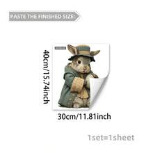 1张复古绅士兔手捧彩蛋窗贴，可移除PVC材质，适用于春季复活节卧室、客厅、阳台和商店橱窗装饰 - 彩色 - 查看 14