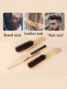 1pc Unisex Boar Bristle Smooth Comb, Tames Frizzy Hair, Edge Control Comb, Fluffy Wooden Handle Comb, Detangling Comb, Controls Hairline, Sleek Ponytail Comb - Includes Wide-Tooth Detangling Comb And Smoothing Comb, Convenient For Parting, Styling, Polishing And Straightening Hair, Creates Smooth, Frizz-Free Hairstyles, Suitable For Men And Women, Recommended As A Christmas Gift - Beige - View 9