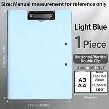 1pc File Folder, A3/A4 Hard Board Folder, Data Folder, File Folder, Multiple Color Options, Foamed PP Material, Single Folder, Double Folder, Strong Clamping Force, Upgraded And Thickened, Matte Texture, Baked Paint Metal Folder, Hand Writing Board - Multicolor - View 8