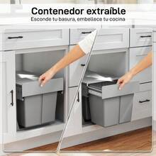 HOMCOM Trash Cans - 淺灰色-31公升(15公升+8升x2) - 查看 5