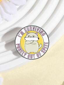 1枚胖猫珐琅针“我纯粹是靠怨气活下去”玩笑语录胸针领章饰品礼物送朋友 - 彩色 - 查看 7