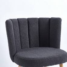 Beige Dining Chairs Set Of 2, Upholstered Kitchen Chairs, Mid Century Modern Sherpa Side Chairs For Living Room Vanity - màu đen - Xem 7
