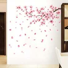 Pink Cherry Blossom Branch Wall Decals Set, Falling Petals, Self-Adhesive Removable Floral Stickers, Suitable For Kids Room, Bedroom And Room Decor - Multicolor - View 6