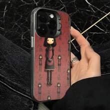Funda de Teléfono Patrón de Muñeca Roja con Vestido Negro y Fondo Floral para  14 Pro Max  13  Galaxy S23 S22 Adecuada para Todas las Estaciones Opción de Regalo Ideal - Negro - Ver 4