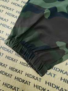 Women's Camouflage Cargo Casual Pants, Featuring Large Patch Pockets, An Elastic Drawstring Waistband, And A Tapered Cuff, Suitable For Daily Outdoor Leisure Activities. - 軍綠色迷彩 - 查看 6