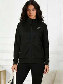 Skechers 女士运动夹克，健身训练舒适透气休闲夹克，P224W162-03K8 - 黑色 - 查看 2