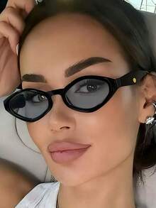 1pc New Polygonal Casual Versatile Fashion Glasses - Grey - View 1