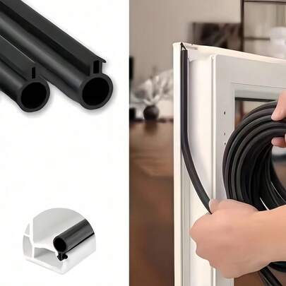 1pc 3 Meters/6m O-Shape Plastic Window Seal Strip, Soundproof Thermal Insulation Anti-Freeze O-Ring Weatherstrip - Multifunctional Door & Window Gap Insulation, Windproof Soundproof Thermal Insulation, Black/White, Easy Installation Anti-Leakage