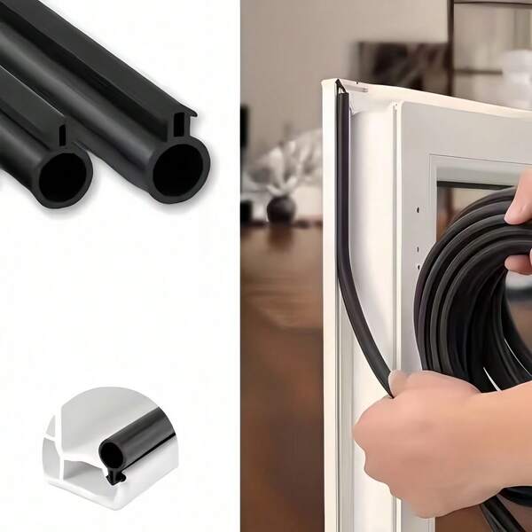 1pc 3 Meters/6m O-Shape Plastic Window Seal Strip, Soundproof Thermal Insulation Anti-Freeze O-Ring Weatherstrip - Multifunctional Door & Window Gap Insulation, Windproof Soundproof Thermal Insulation, Black/White, Easy Installation Anti-Leakage