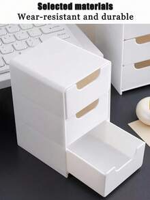 Mini White Plastic 3-Drawer Organizer For Girls' Hair Accessories, Jewelry & Makeup – Small Storage Box For Clips, Scrunchies, Desk & Bathroom Essentials - Multicolor - View 11