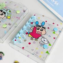 A7 Transparent Loose Leaf Binder, 6-Ring Soft Leather Notebook Loose Leaf Binder, Transparent Loose Leaf Binding Cover, Detachable Round Loose Leaf Binder - Multicolor - View 6