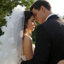 Velos de novia de tul, elegantes velos de novia decorados con flores para compromisos, propuestas y ocasiones especiales. - Blanco - Ver 4