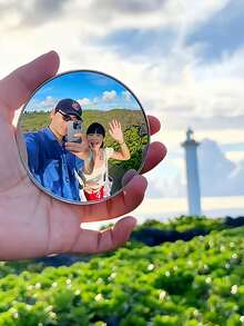 1pc Mini Round Mirror For Travel & Photography, 1 Reflective Side, 1 Convex Side, 1 Handheld Wide Angle Lens - Multicolor - View 7