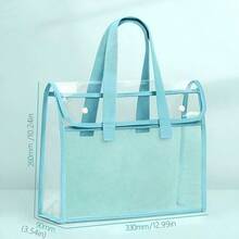 Clear Tote Bag - Large Pouch For Students, PVC Cosmetic Organizer, Clear Bag For Stadium Events,Back To School Supplies,School Tops,Home And Living New In,Gifts,Household Items,Bathroom Accessories,School Supplies,Back To School,Office Supplies,Outdoor Supplies,Organization And Storage,Storage Supplies,Summer Outfits,Valentine'S Day,Valentines. - 藍色 - 查看 7