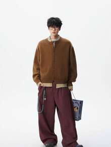 Men Cardigans - Brown - View 5
