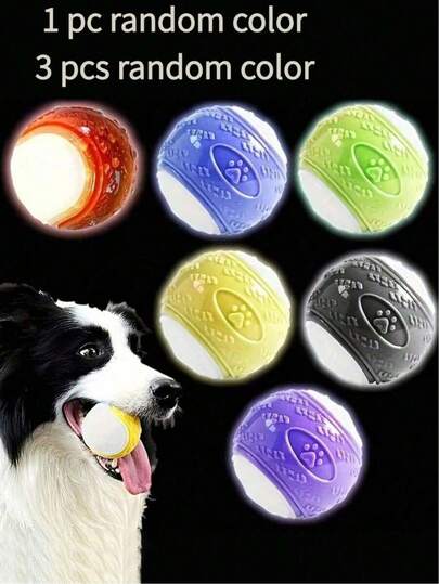 2.5英寸会发出吱吱声的发光狗狗球 - 几何图案，耐用天然橡胶材质，适合所有犬种，无需电池的互动训练玩具，可与宠物磨牙球搭配使用，适合小型至大型犬