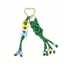 1个定制彩色信件袋挂饰编织彩色流苏绳心形钥匙扣姓名牌情人节礼物Y2K可爱 - 彩色 - 查看 51