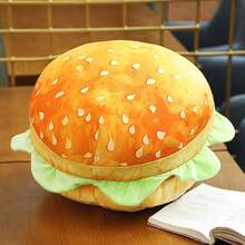 Hamburger & Bread Shaped Throw Pillow & Seat Cushion, Soft & Plush Material, 3D Realistic Details, Suitable For Bedroom Decor, Sofa, Gaming Chair, Study Corner, Photography Props, Housewarming & Holiday Gift. Sizes: Hamburger 40x40cm, Bread 35x55cm - Multicolor - View 6
