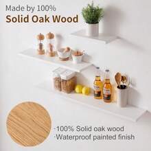 Floating Shelf 90cm White Solid Oak Wood Wall Shelf Wall Mounted Radiator Shelf Display Shelf For Living Room Kitchen Bedroom - As Pic - View 4