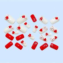 Hot-Selling Love Valentine's Day, Europe And America Wear Nail Ins Wind Nail Art, Removable Fake Nail Pieces - Y477-24片/盒[果凍膠+搓條] - 查看 2