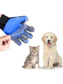1 Pair Pet Grooming Gloves - Gentle Bristle Hair Removal For Dogs & Cats - With Massage Stimulating Rings - Easy To Use And Clean - Multicolor - View 3