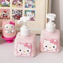 Sanrio Hello Kitty Refillable Dispenser Bottle - Cute Cartoon Cat Design, Pink & White Color, PVC-Free, Suitable For Shampoo, Hand Wash, And Dish Soap, Bathroom Storage & Organization Companion. - Multicolor - View 11
